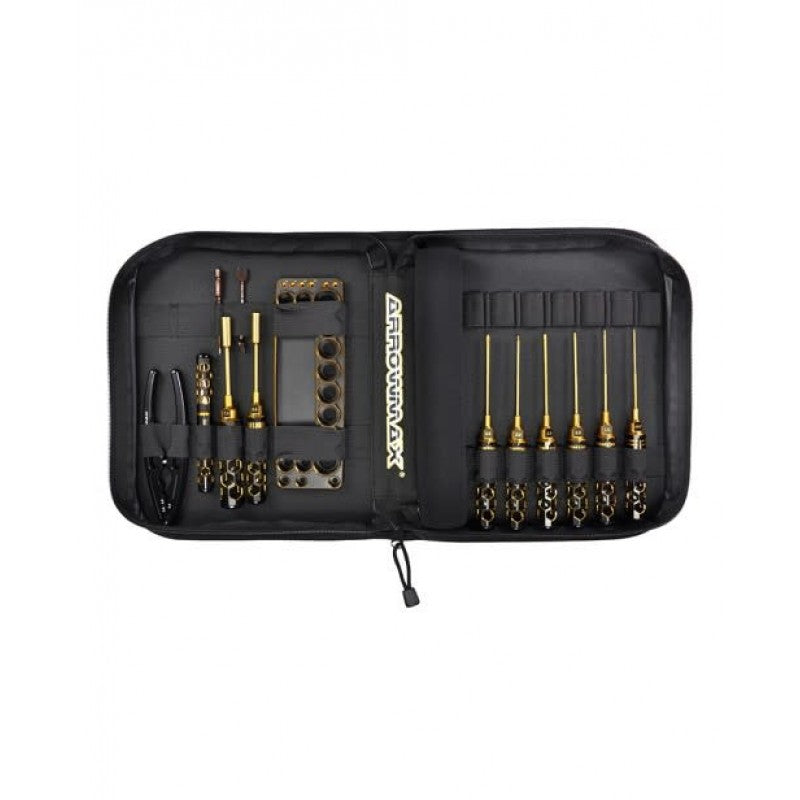 AM Toolset For 1/10 Offroad (13Pcs) With Tools Bag Black Golden