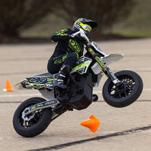 Load image into Gallery viewer, Promoto-SM 1/4 Super Moto Motorcycle, FXR, White: RTR Basic (Requires Battery and Charger) by LOSI
