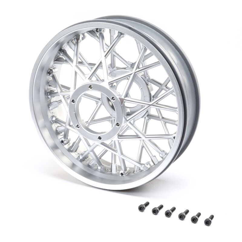 Rear Wheel Set, Satin Chrome: Promoto-MX by LOSI