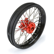 Load image into Gallery viewer, 1/4 Pro-Spec Aluminum V2 Bead Complete Bike F/R Wheel/MX33 Tire Combo Set Unmounted, Black/Red: Promoto-MX by Proline
