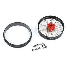 Load image into Gallery viewer, 1/4 Pro-Spec Aluminum V2 Bead Complete Bike F/R Wheel/MX33 Tire Combo Set Unmounted, Black/Red: Promoto-MX by Proline
