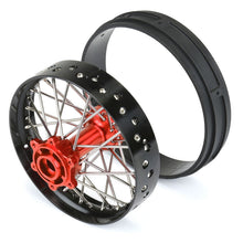 Load image into Gallery viewer, 1/4 Pro-Spec Aluminum V2 Bead Complete Bike F/R Wheel/MX33 Tire Combo Set Unmounted, Black/Red: Promoto-MX by Proline
