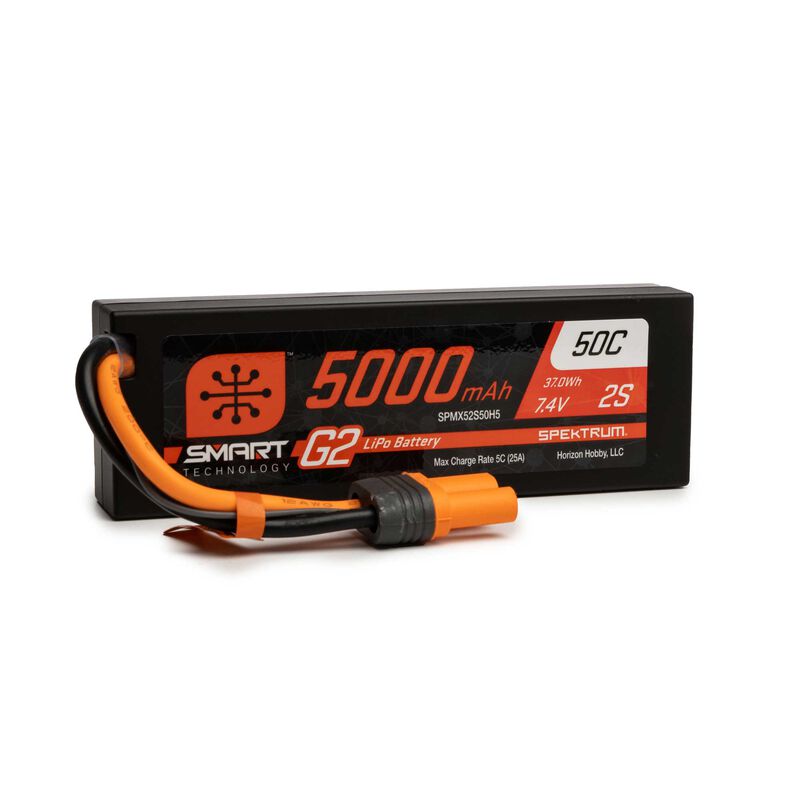 5000mAh 7.4v 2S 50C Smart G2 Hardcase LiPo Battery: IC5 Fits Promoto MX by Spektrum