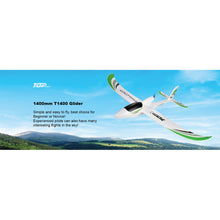 Load image into Gallery viewer, Electric Glider PNP  T1400 1.4m 4ch requires Rx, Tx and 3S 1300mAh - 2200mAh battery with XT60 Plug by Top RC
