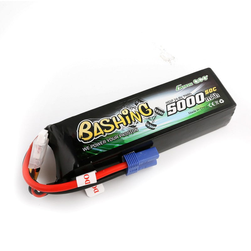 Gens Ace 5000mah 4S 14.8v 60C Lipo Battery Pack with EC5 Plug-Bashing Series 137x43x34mm 437g