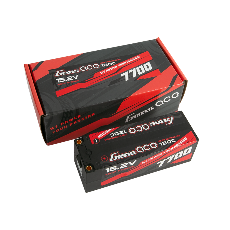 Gens Ace 7700mAh 4S 15.2v 120C HV Hard Case Lipo Battery 139x47x48.5mm 586g 5mm Plug