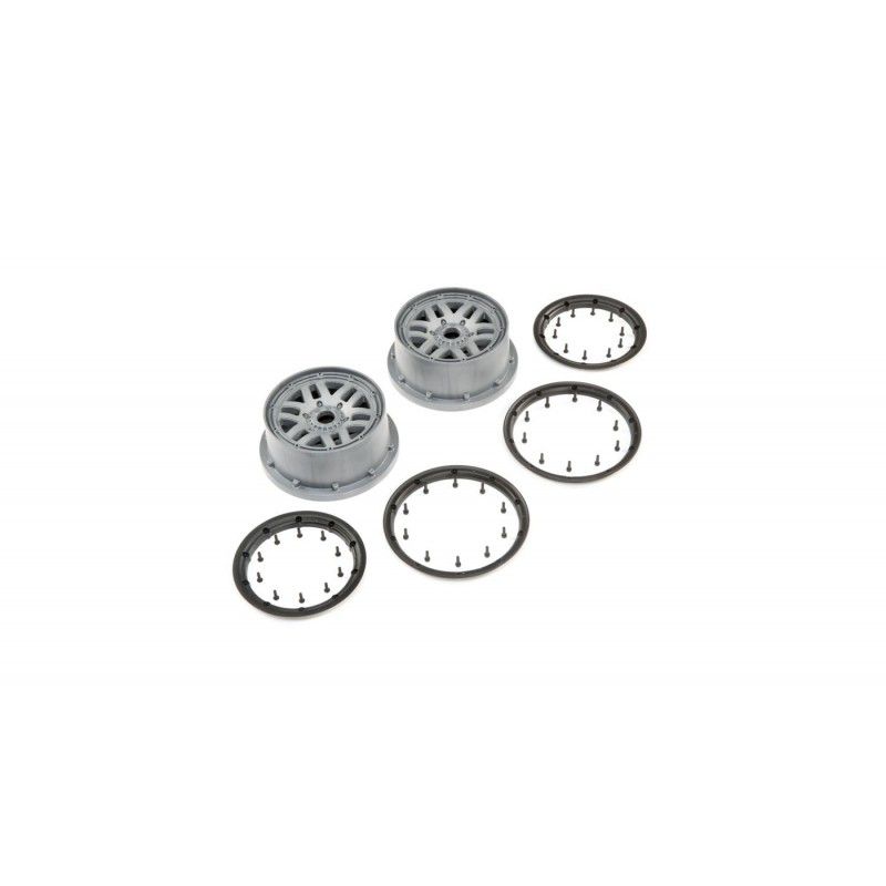 Wheel & Beadlock Set, Grey (2): 5ive-T 2.0 by LOSI