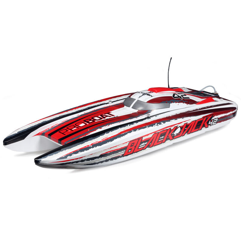 Blackjack 42-inch Brushless 8S Catamaran, White/Red:RTR 55+ MPH