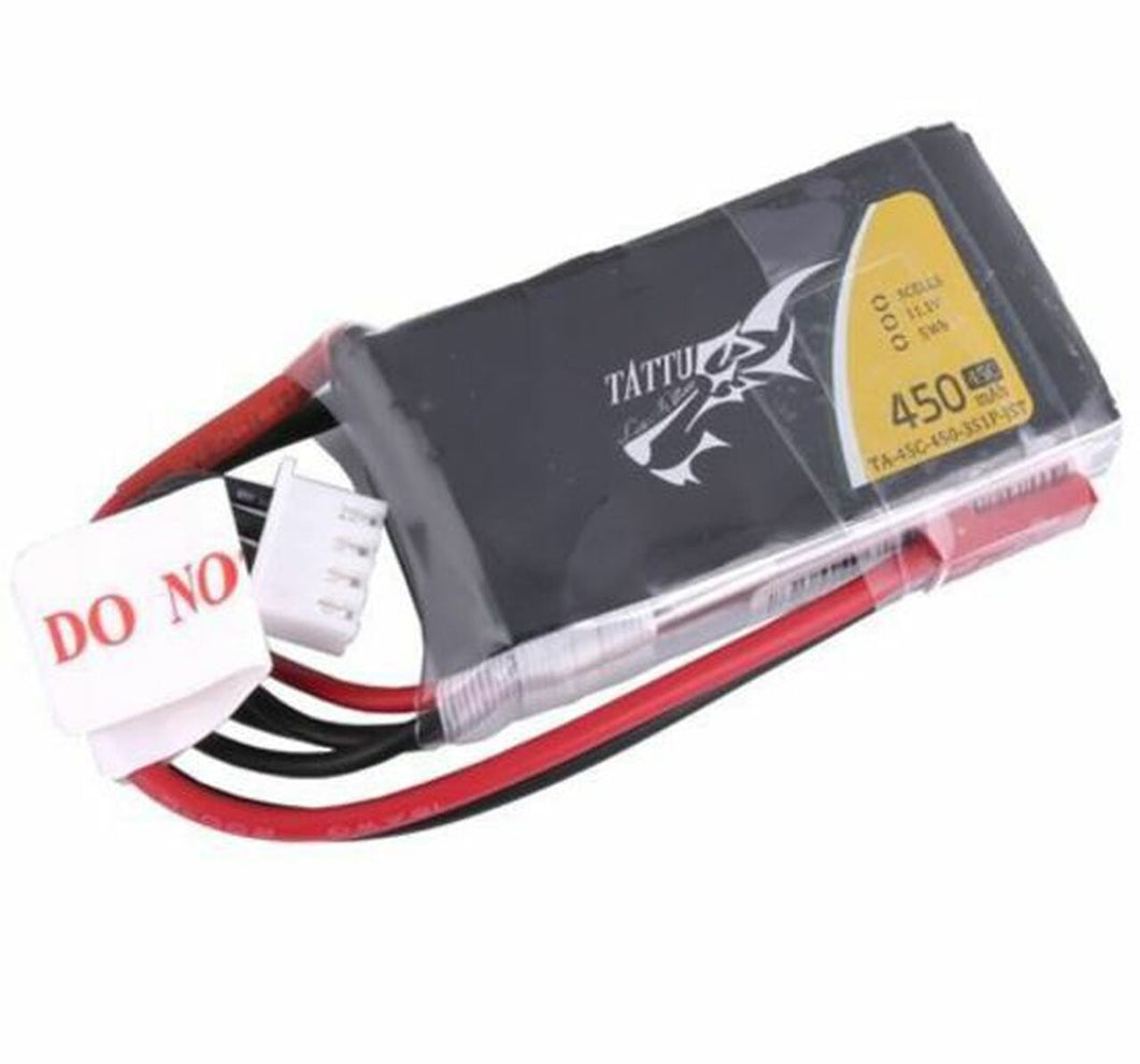 TATTU FPV 3S 11.1V 450MAH 45C LIPO BATTERY WITH JST CONNECTOR